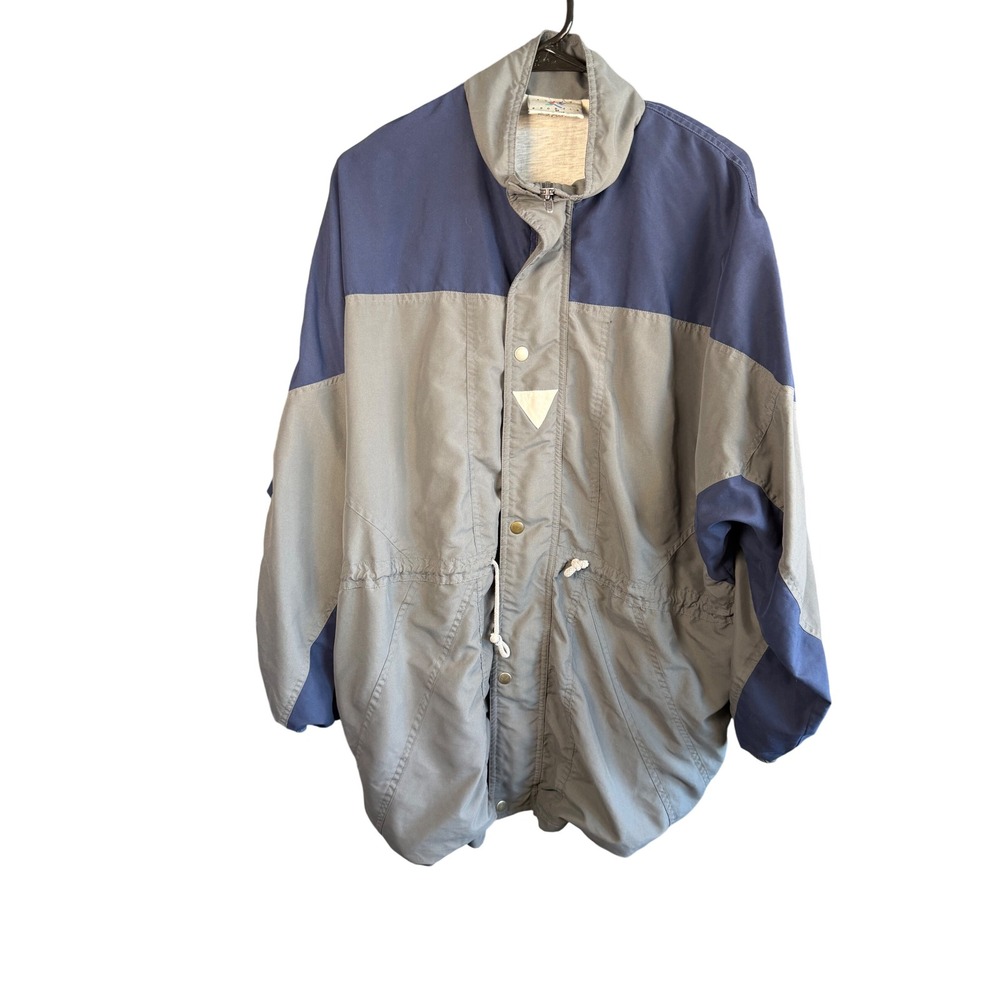 Vintage Avait‎ Sportif Colorblock Nylon Windbreaker Jacket Grey Navy Mens M L